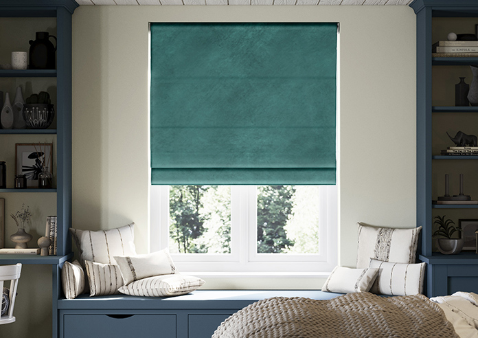 Odessa Velvet, Peacock - Twist&Fit Roman Blind - Image 3